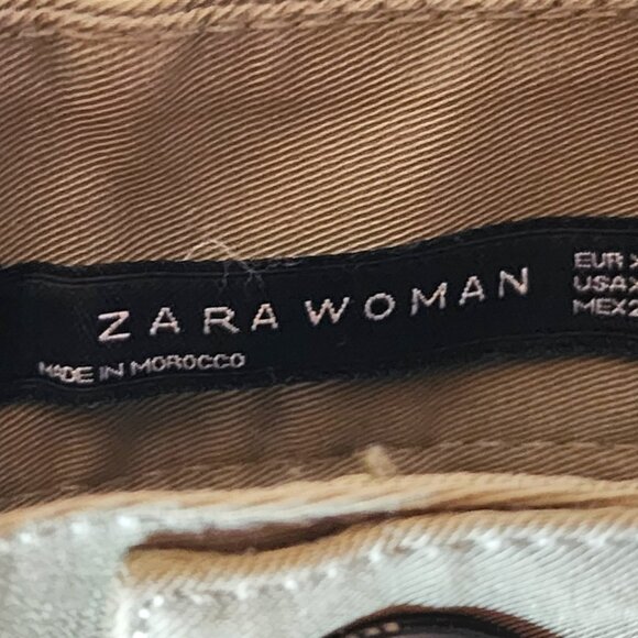 Zara Woman Olive Green Wide Leg Crop Pants XS High Rise Utility Culottes - Picture 4 of 12